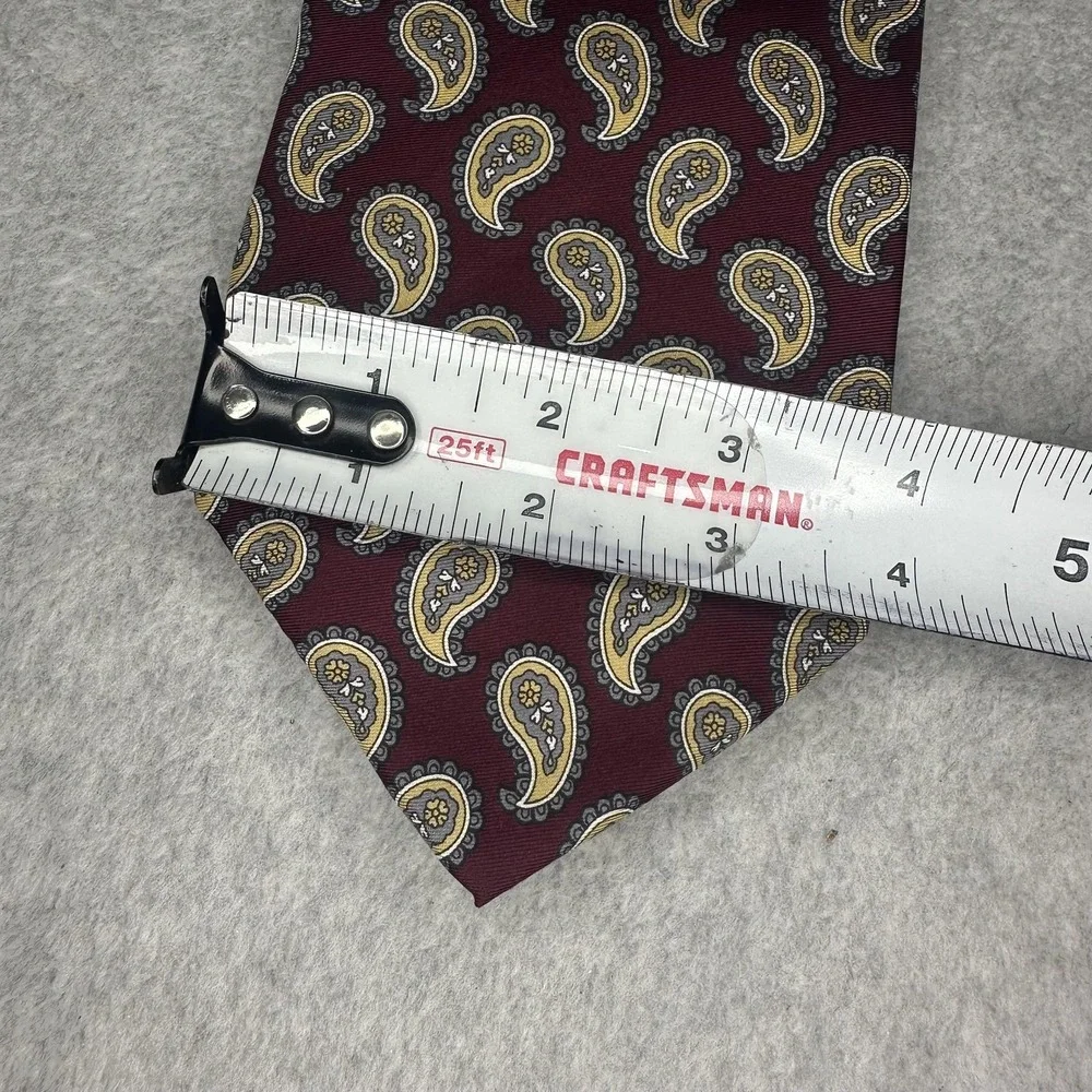Sheaf & Caber Tie Mens Silk Paisley Burgundy Italian Fabric Made in‎ USA Necktie